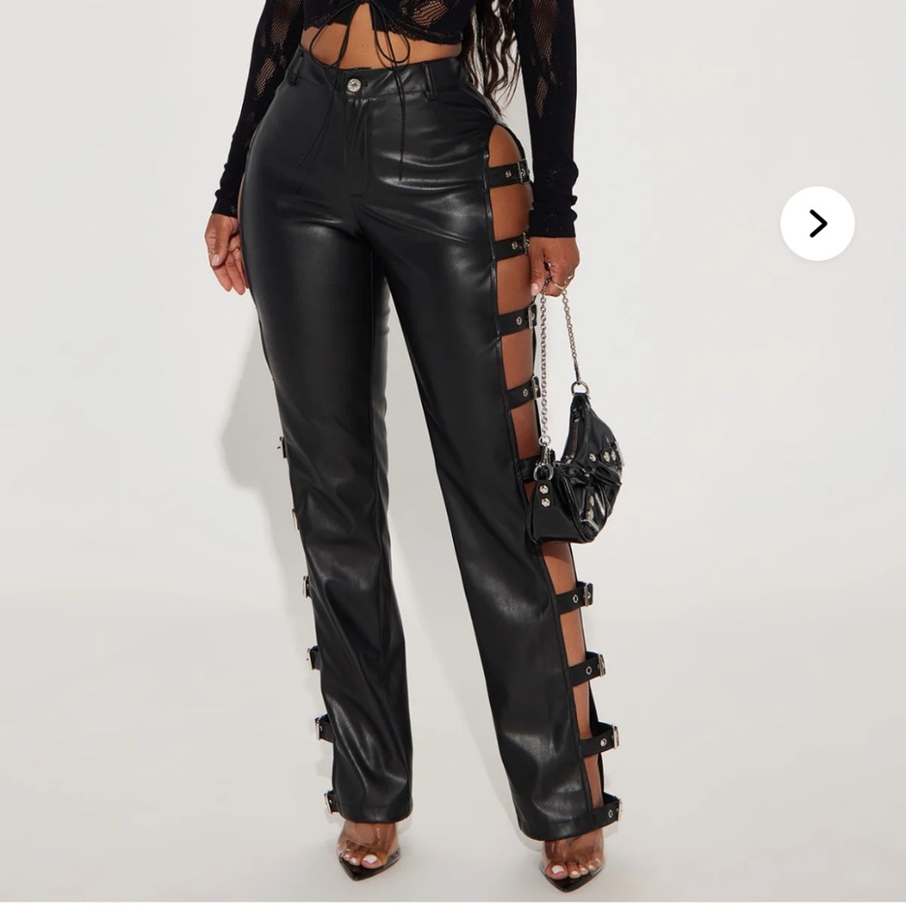 Cut out leather pants